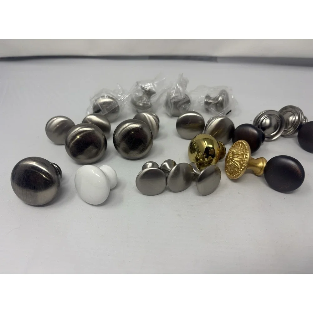 Round Mixed Lot Chrome/ Silver Drawer Knobs Pulls Handles Metal Vintage MCM 23